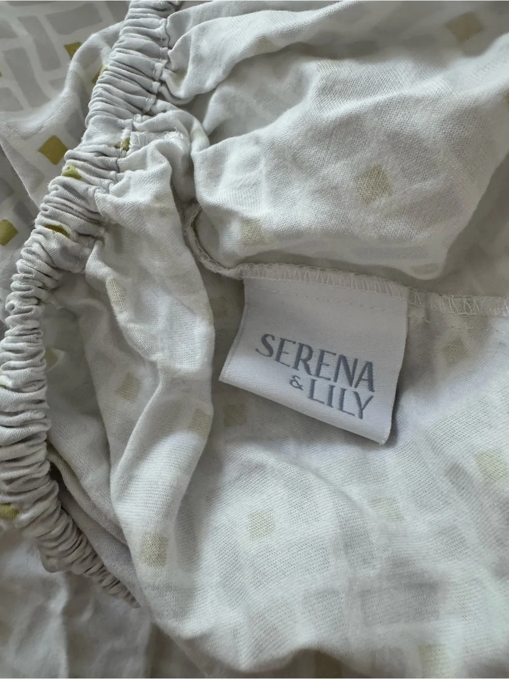 Serena & Lily Geometric Gray and Olive Patterned Crib Bedding